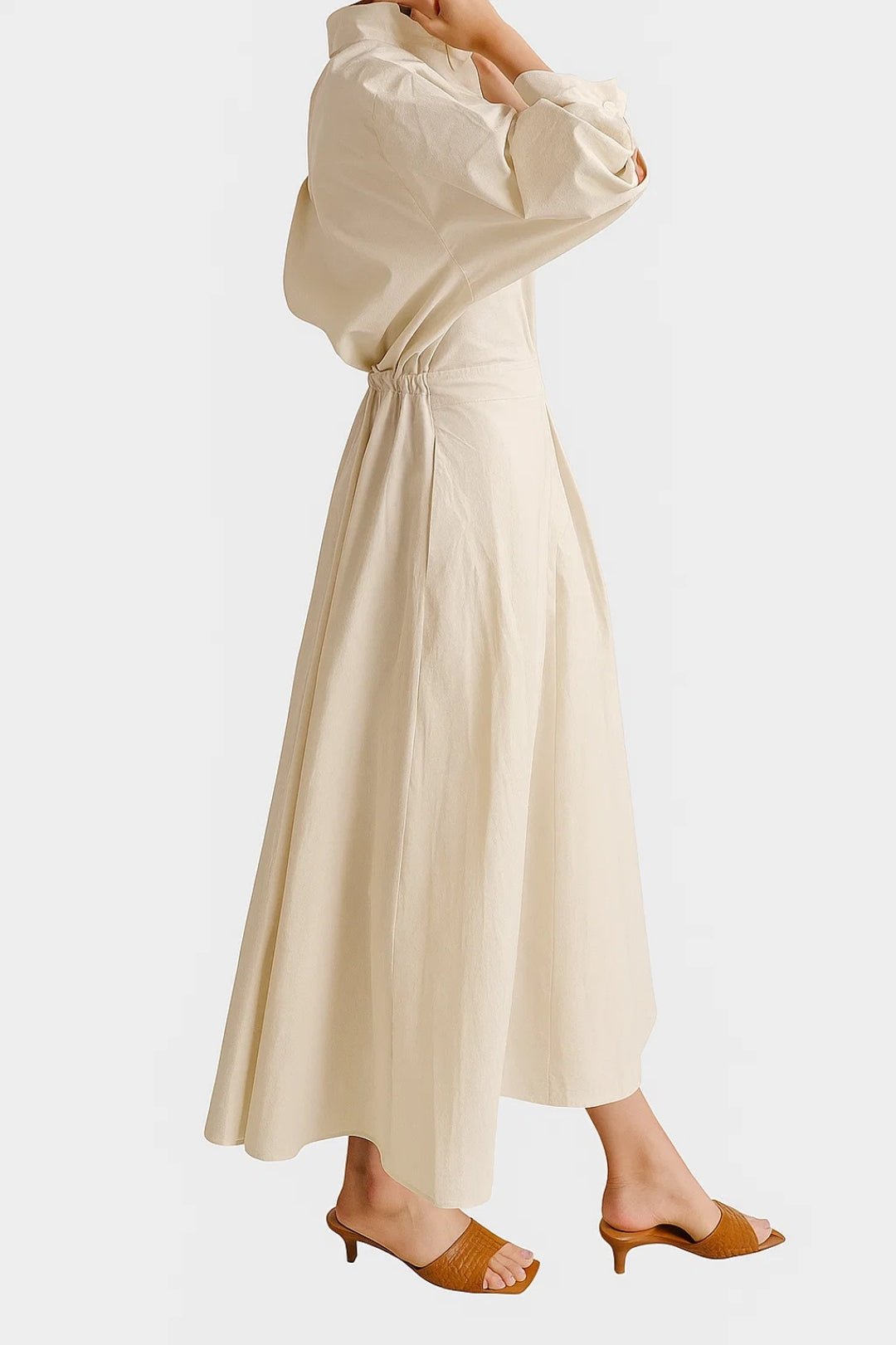 Chloé | Élégante Robe Chemise Femme Longue à Manches Trois-Quarts 1