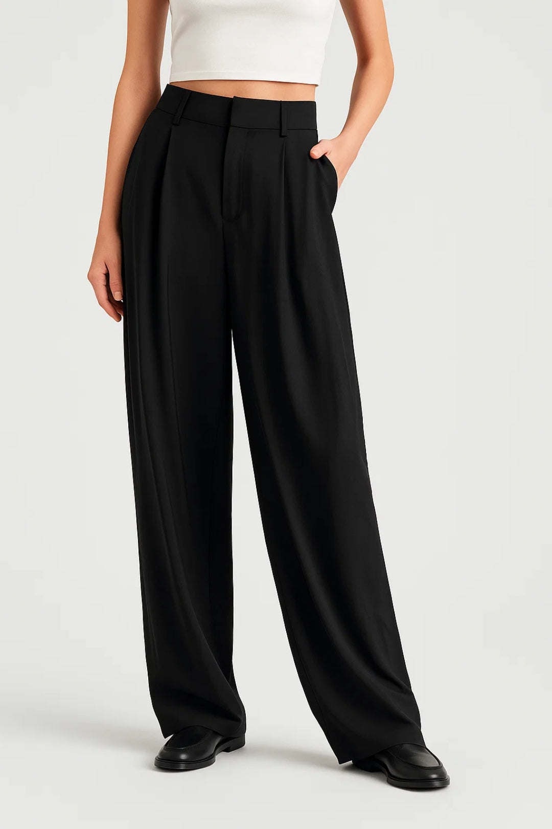 Chloé | Pantalon Fluide Femme Noir Élégant pour Look Sophistiqué 0