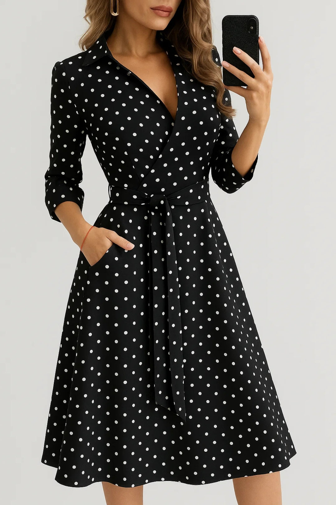 Chloé | Robe Midi Chic Femme Élégante à Imprimé Unique et Taille Ceinturée 1
