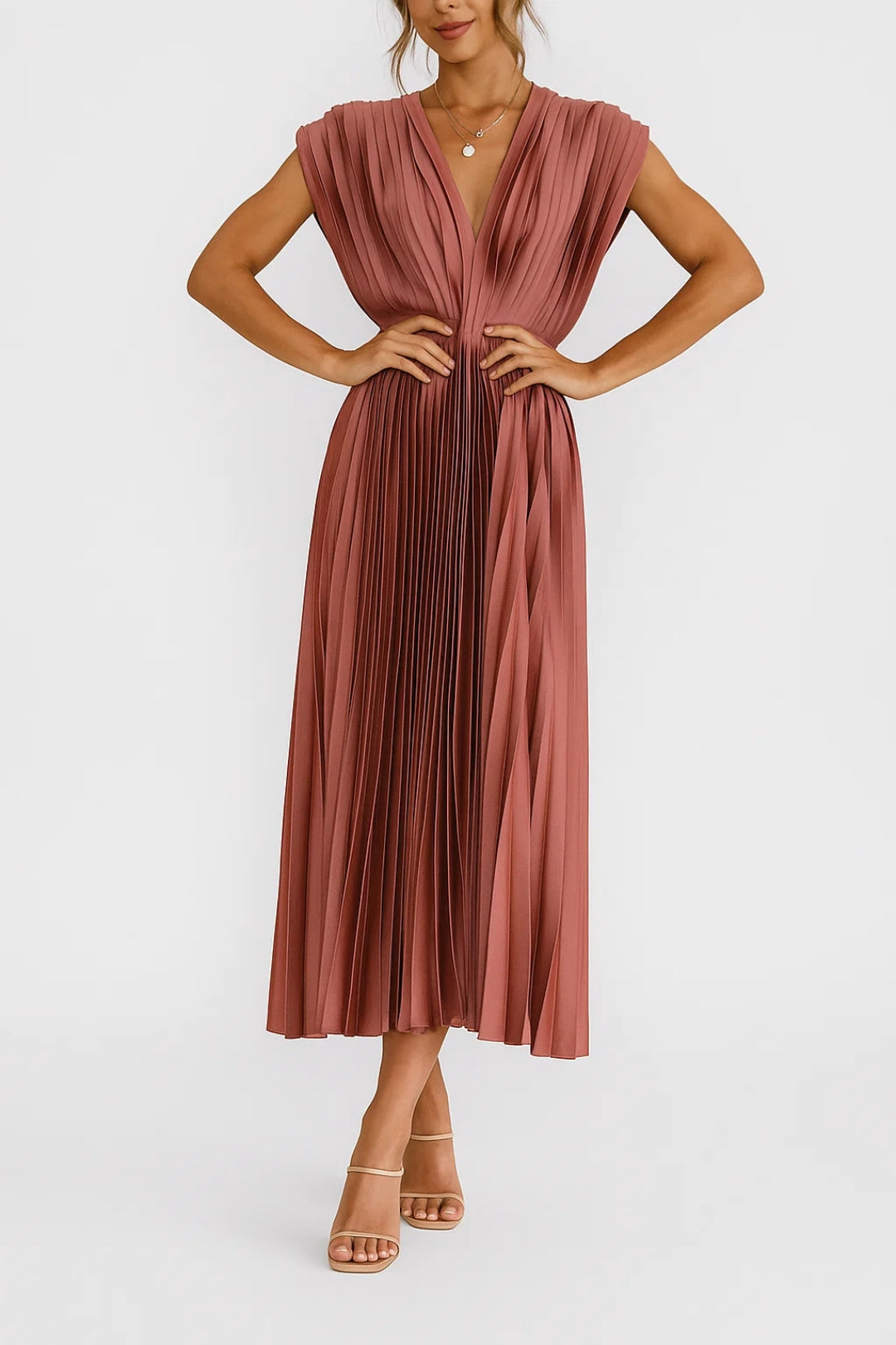 Chloé | Robe Midi Chic Femme Plissée Élégante Pour Occasions Spéciales 3