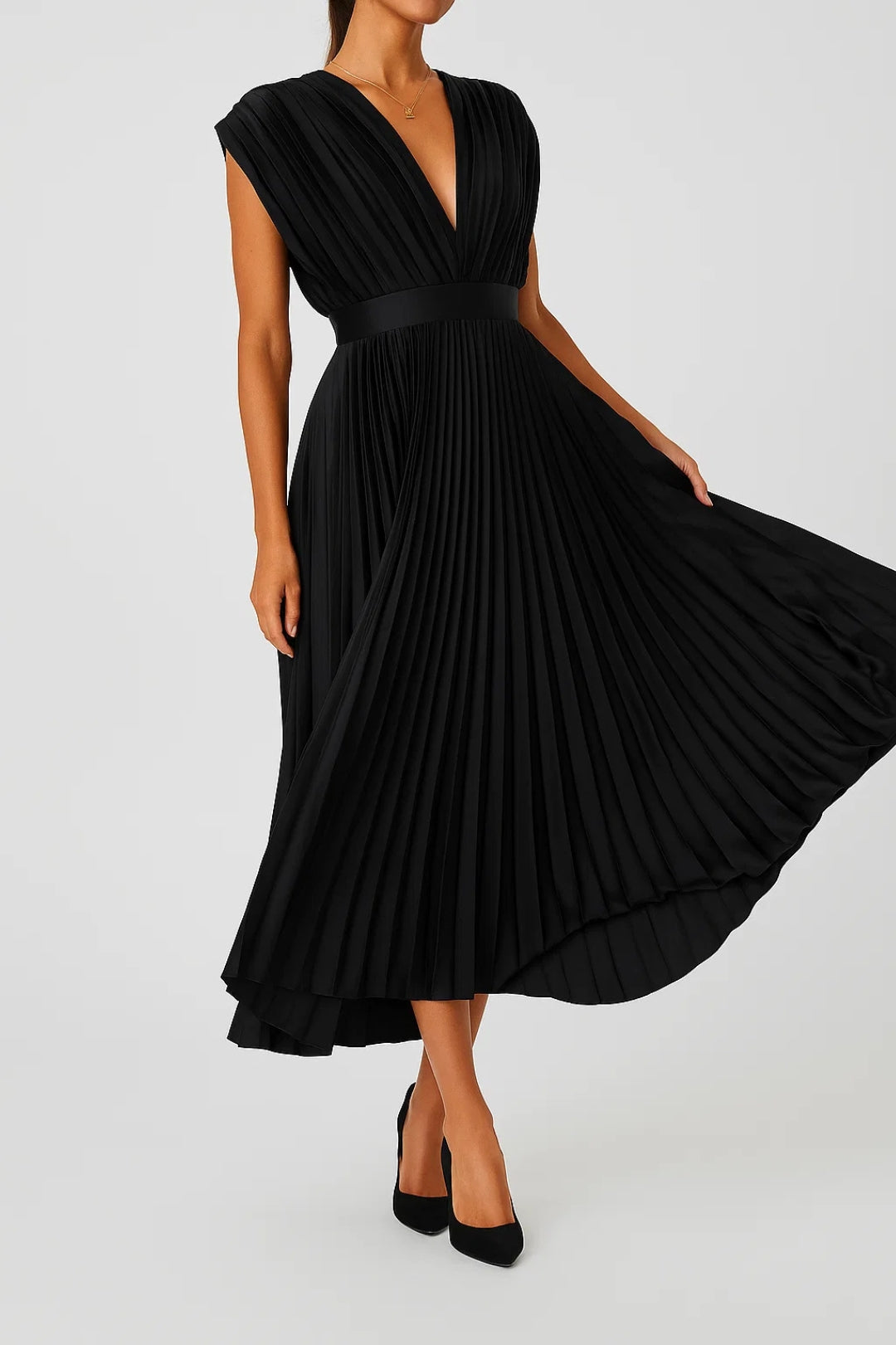 Chloé | Robe Midi Chic Femme Plissée Élégante Pour Occasions Spéciales 4