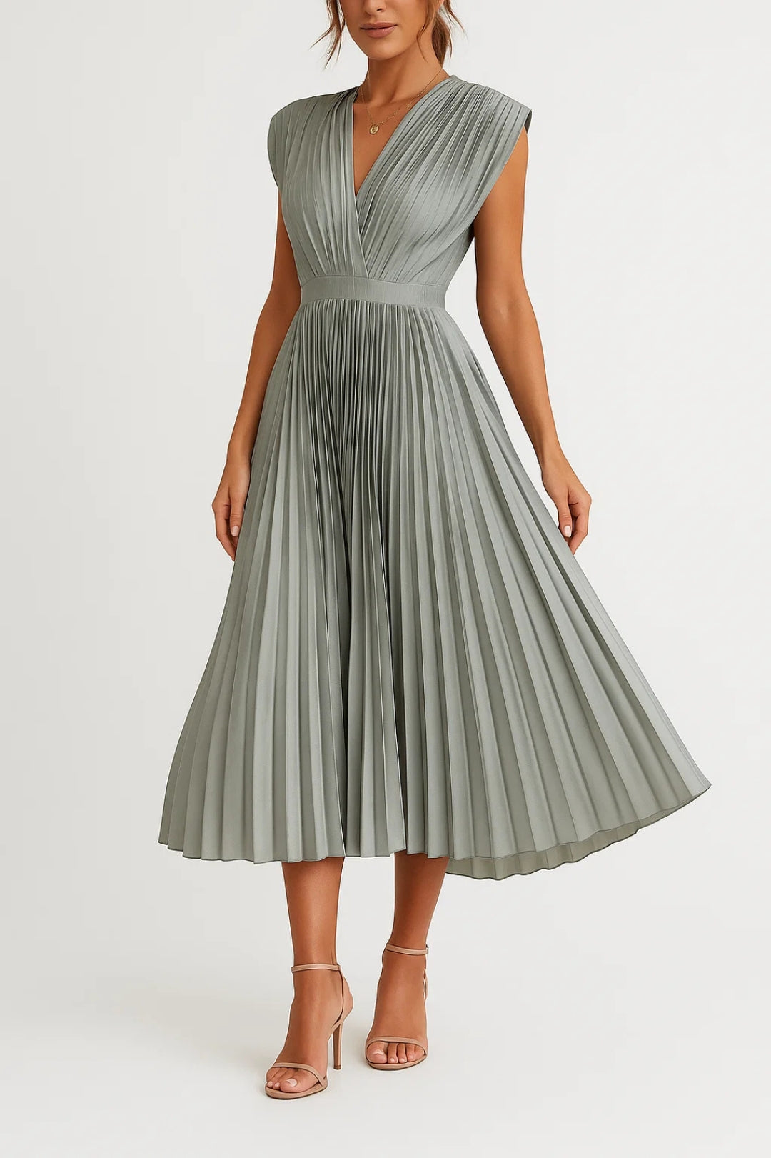 Chloé | Robe Midi Chic Femme Plissée Élégante Pour Occasions Spéciales 5