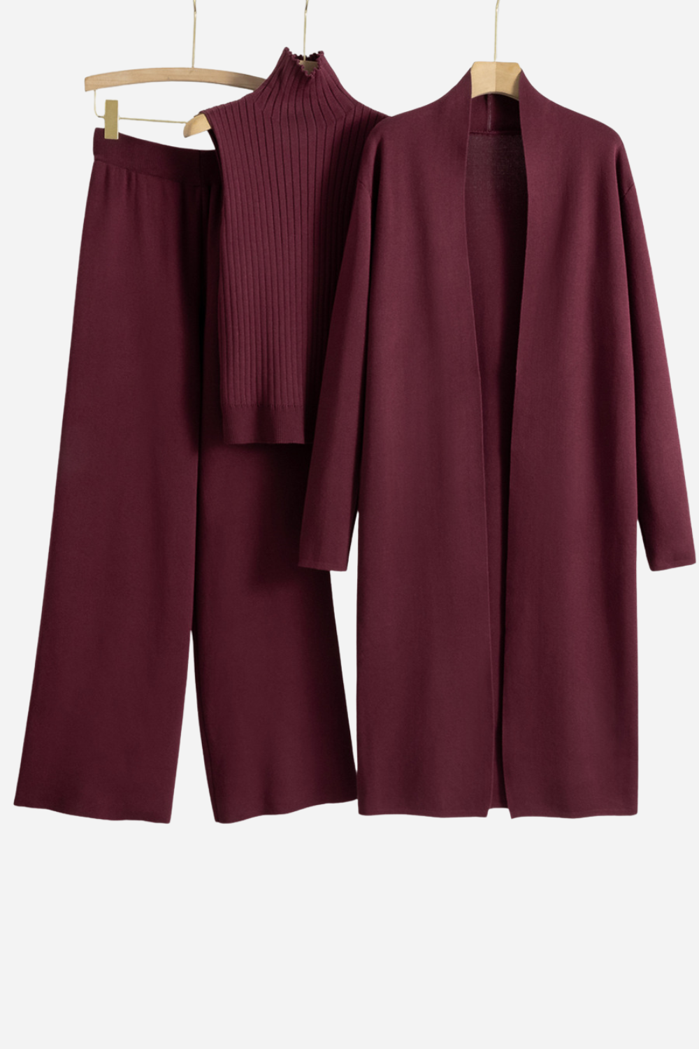 Charlotte | Ensemble d’Hiver Femme 3 Pièces – Cardigan Long, Col Roulé et Pantalon Confortable