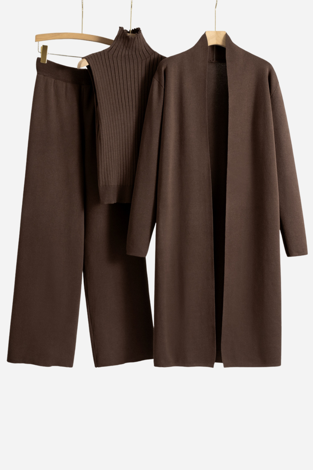 Charlotte | Ensemble d’Hiver Femme 3 Pièces – Cardigan Long, Col Roulé et Pantalon Confortable