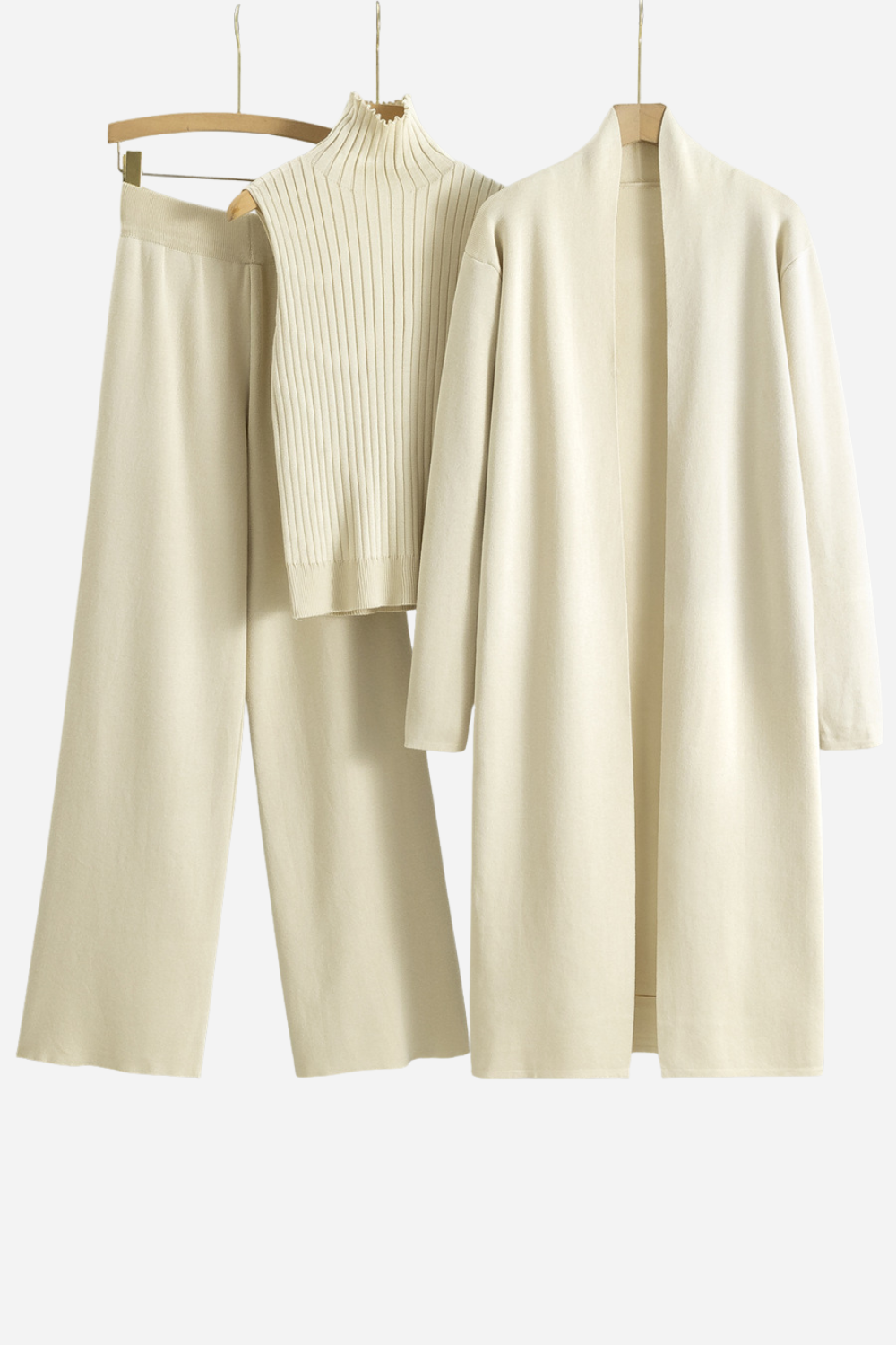 Charlotte | Ensemble d’Hiver Femme 3 Pièces – Cardigan Long, Col Roulé et Pantalon Confortable