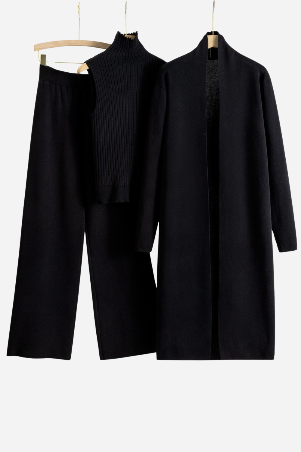 Charlotte | Ensemble d’Hiver Femme 3 Pièces – Cardigan Long, Col Roulé et Pantalon Confortable