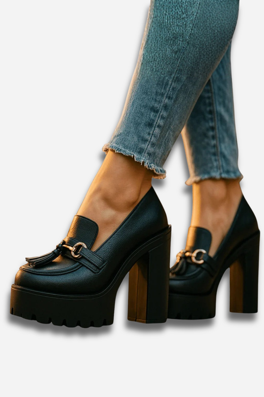 Sophie | Escarpins Femme à Talon Bloc – Talons Chic avec Pampilles pour Confort et Style