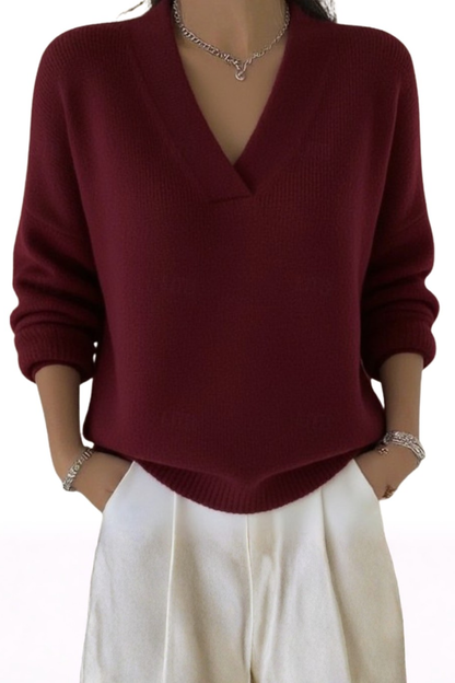 Léa | Pull Femme Élégant à Col V – Style Confortable et Idéal pour le Quotidien