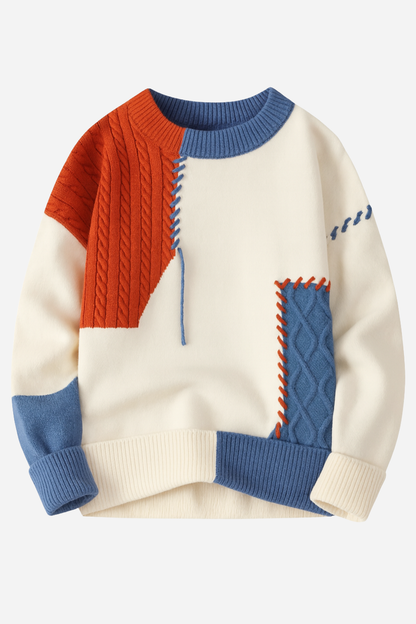 Lucas | Pull Homme Moderne Patchwork – Pull Décontracté et Stylé