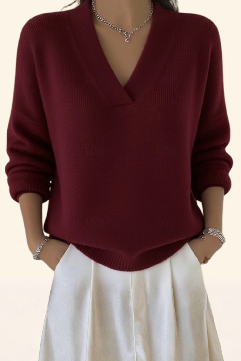 Léa | Pull Femme Élégant à Col V – Style Confortable et Idéal pour le Quotidien
