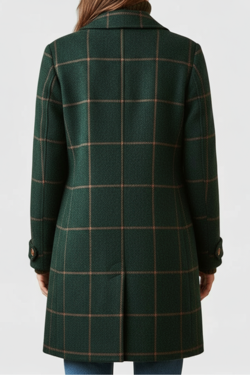 Emma | Manteau Femme Long à Carreaux – Élégant & Chic