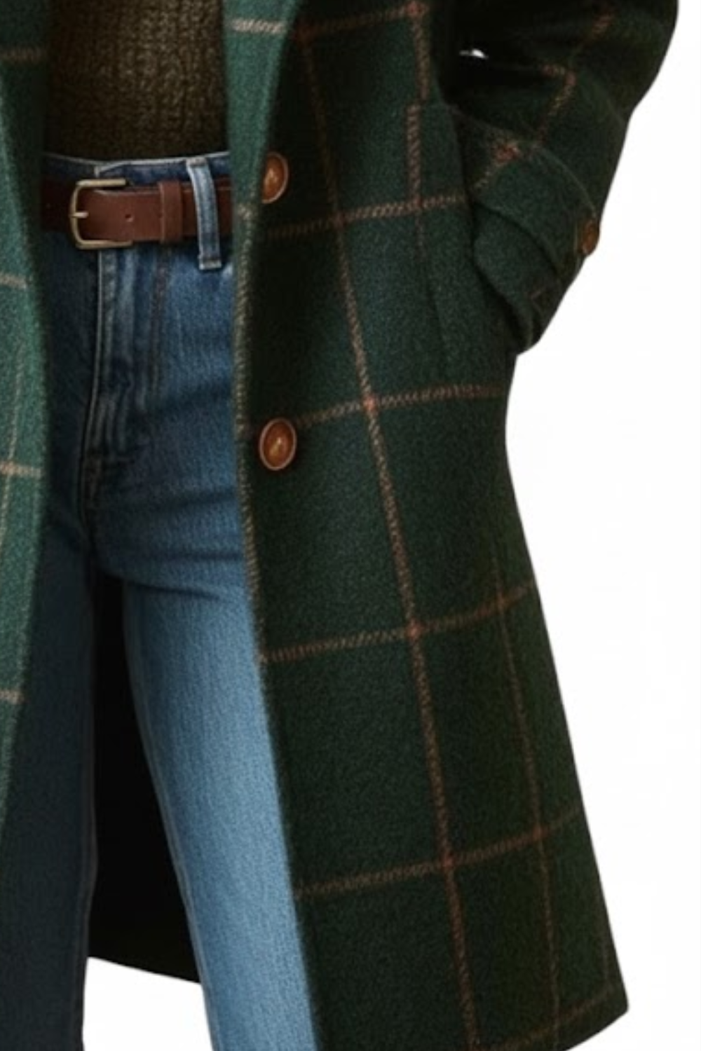 Emma | Manteau Femme Long à Carreaux – Élégant & Chic