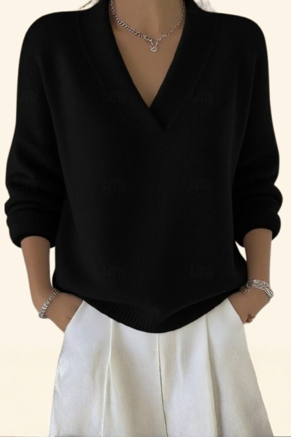 Léa | Pull Femme Élégant à Col V – Style Confortable et Idéal pour le Quotidien