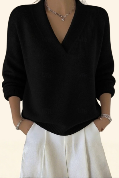 Léa | Pull Femme Élégant à Col V – Style Confortable et Idéal pour le Quotidien