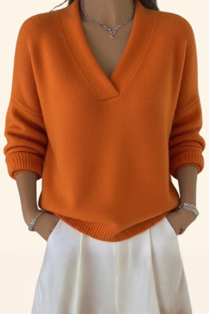 Léa | Pull Femme Élégant à Col V – Style Confortable et Idéal pour le Quotidien