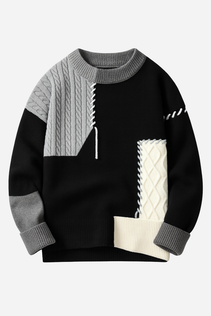 Lucas | Pull Homme Moderne Patchwork – Pull Décontracté et Stylé