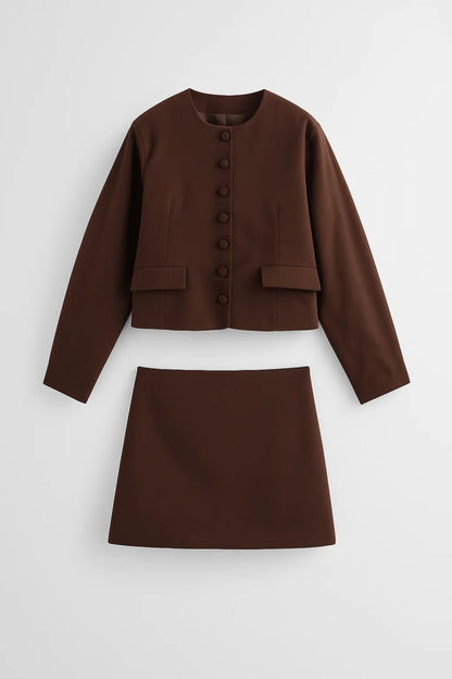 Chloé | Élégant Ensemble Tailleur Femme avec Veste Structurée et Mini Jupe 1