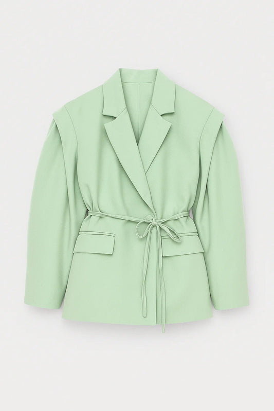 Chloé | Élégant Veste Blazer Femme avec Ceinture et Épaules Structurées 0
