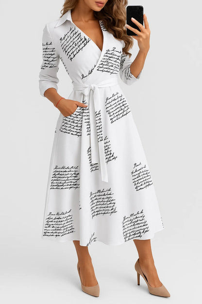 Chloé | Robe Midi Chic Femme Élégante à Imprimé Unique et Taille Ceinturée 3