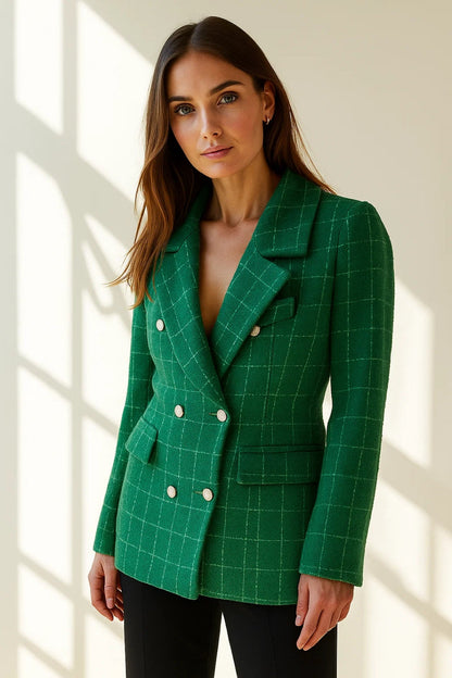 Léa | Élégant Blazer Femme à Motif à Carreaux pour un Style Sophistiqué 0