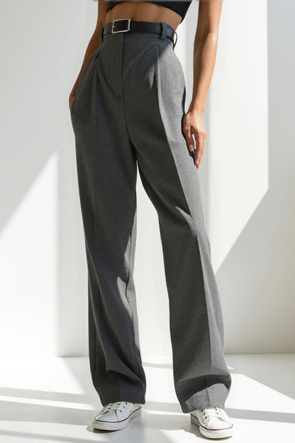Léa | Pantalon Femme Large Élégant en Tissu Mélangé pour Style Quotidien 0