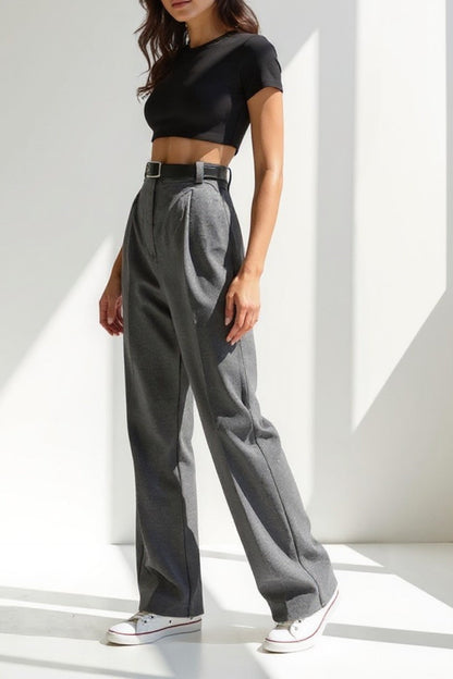 Léa | Pantalon Femme Large Élégant en Tissu Mélangé pour Style Quotidien 1