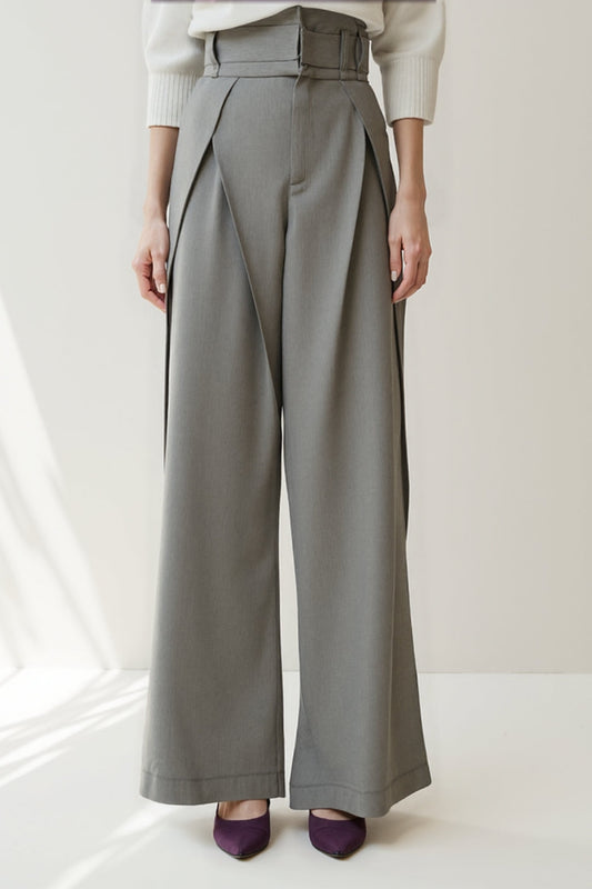 Léa | Pantalon Tailleur Femme Chic à Taille Haute et Jambe Large 0