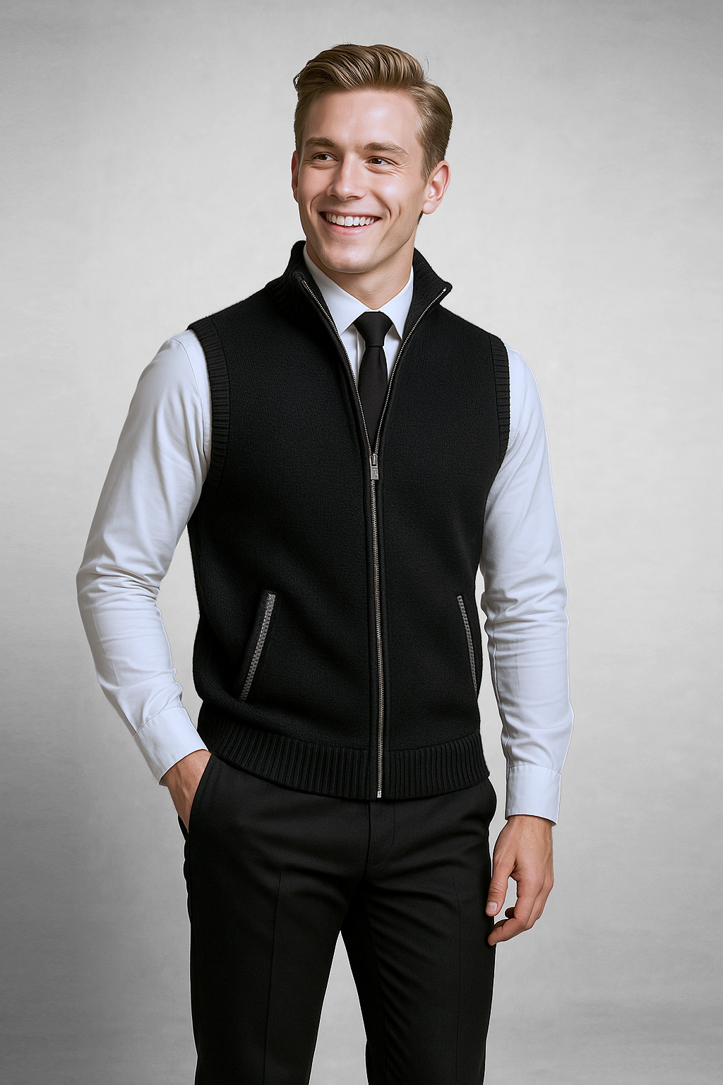 Lucas | Gilet Homme Élégant en Laine Douce avec Fermeture Éclair 1