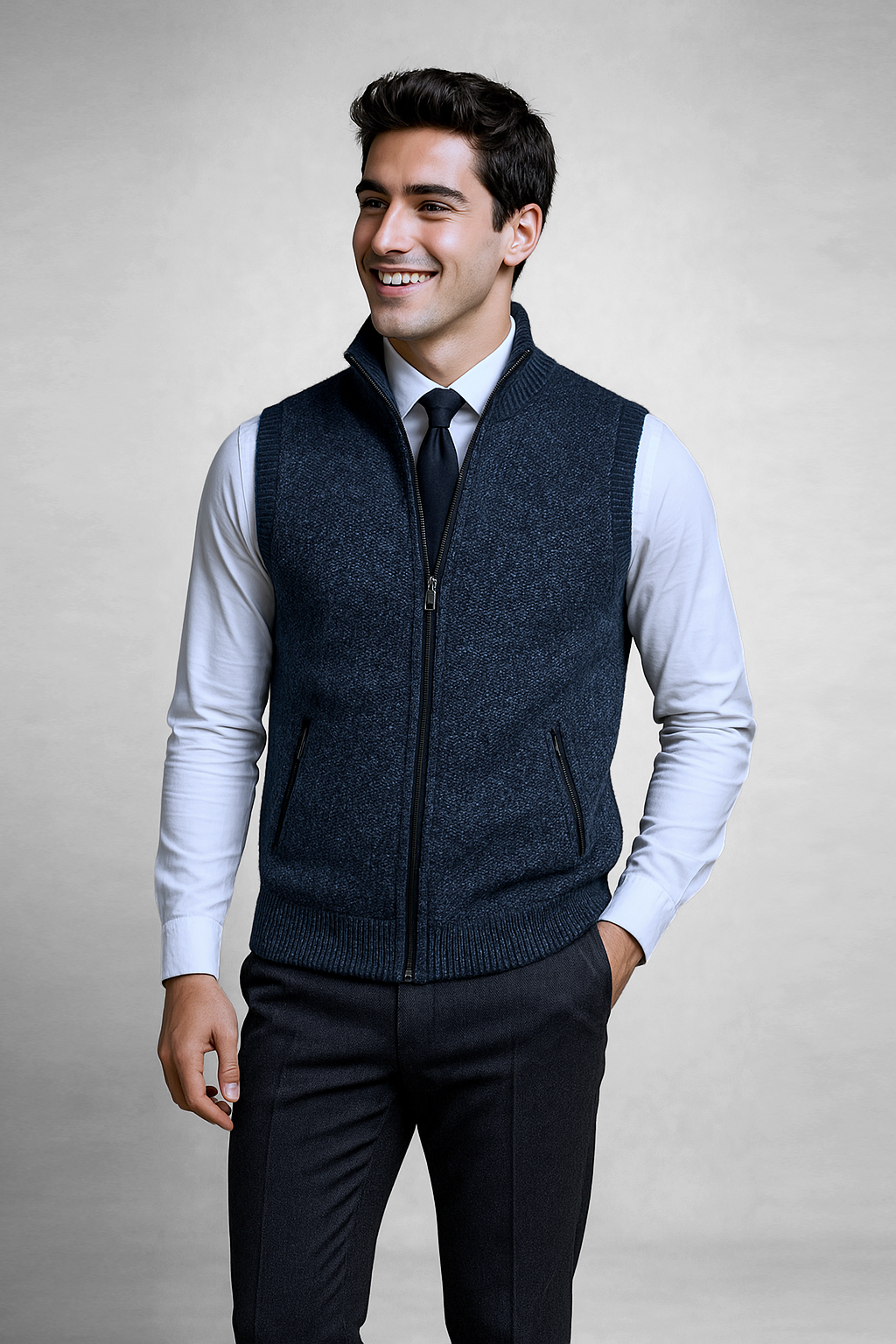 Lucas | Gilet Homme Élégant en Laine Douce avec Fermeture Éclair 3